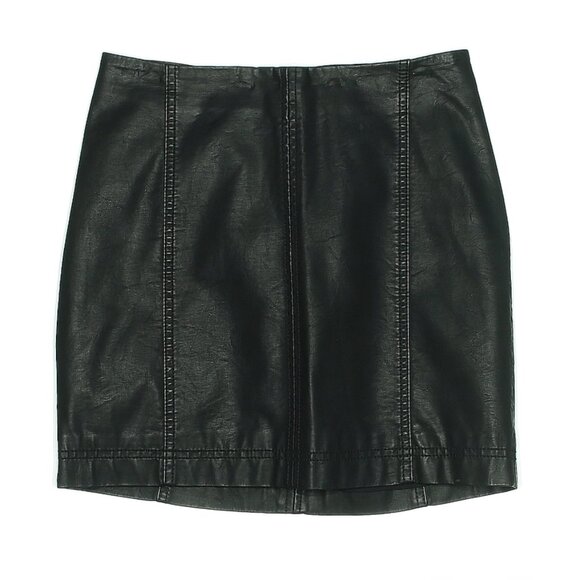 Free People Faux Leather Mini Skirt Black Size 8 - Picture 1 of 10